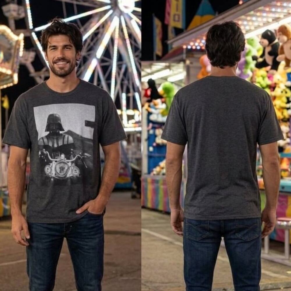 Star Wars Darth Vader Motorcycle Heather Charcoal T Shirt Men’s XL 46-48 Tee